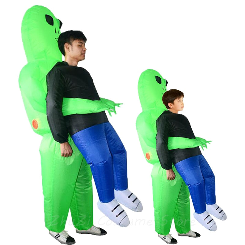 2018 New Inflatable Costume green alien Adult kids Funny Blow Up Suit Party Fancy Dress unisex costume Halloween Costume