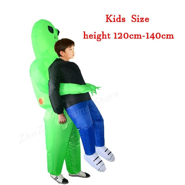 2018 New Inflatable Costume green alien Adult kids Funny Blow Up Suit Party Fancy Dress unisex costume Halloween Costume